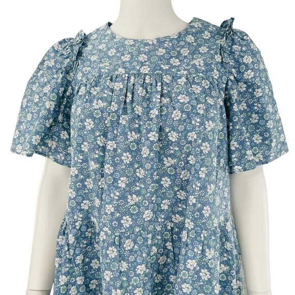 Hyacinth House Slate Blue Short Sleeve Floral Mini Dress XS NWT - Picture 4 of 5
